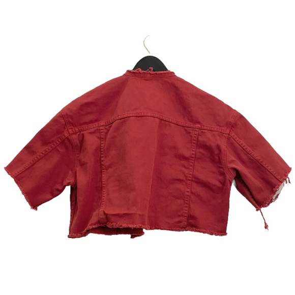 FOREVER 21 Rusty Red Customized Cropped Denim Jacket Size M - Picture 5 of 12